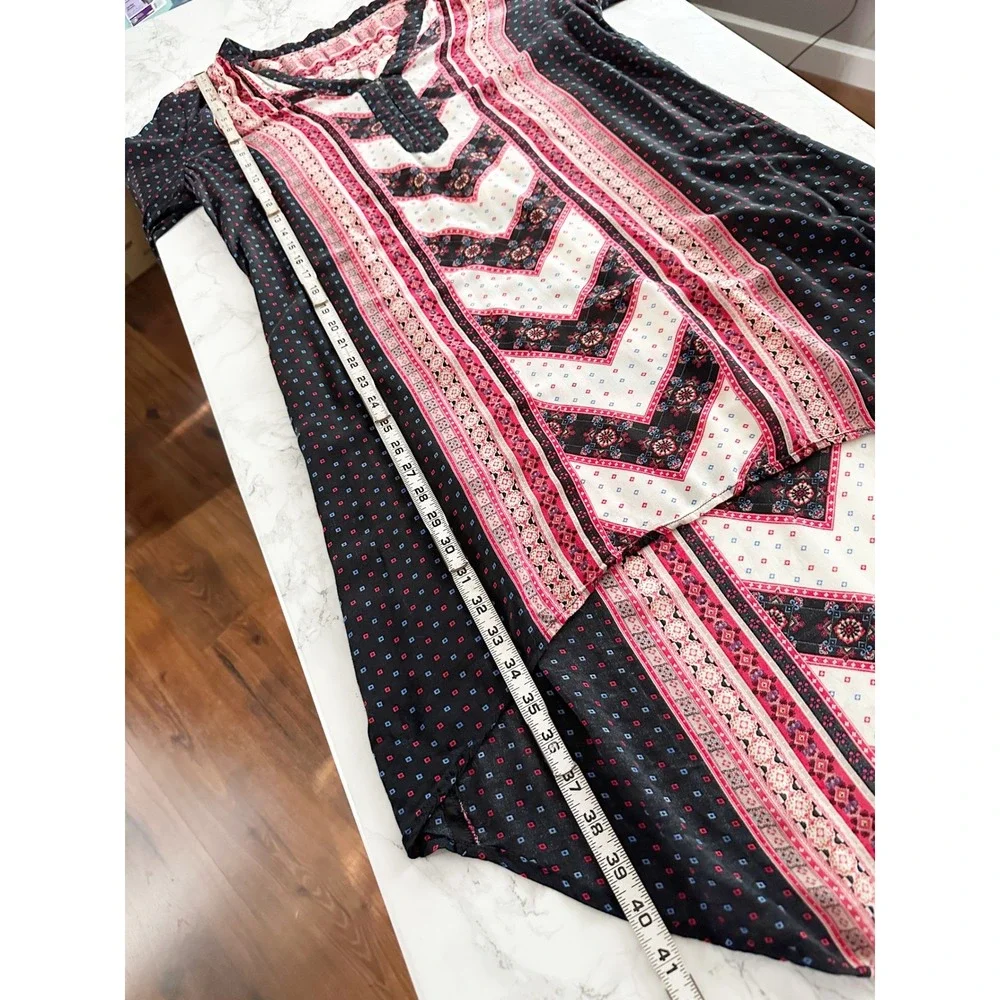 Free People Peace Maker‎ Long Sleeve Geometric Black Dress Women's Size Medium